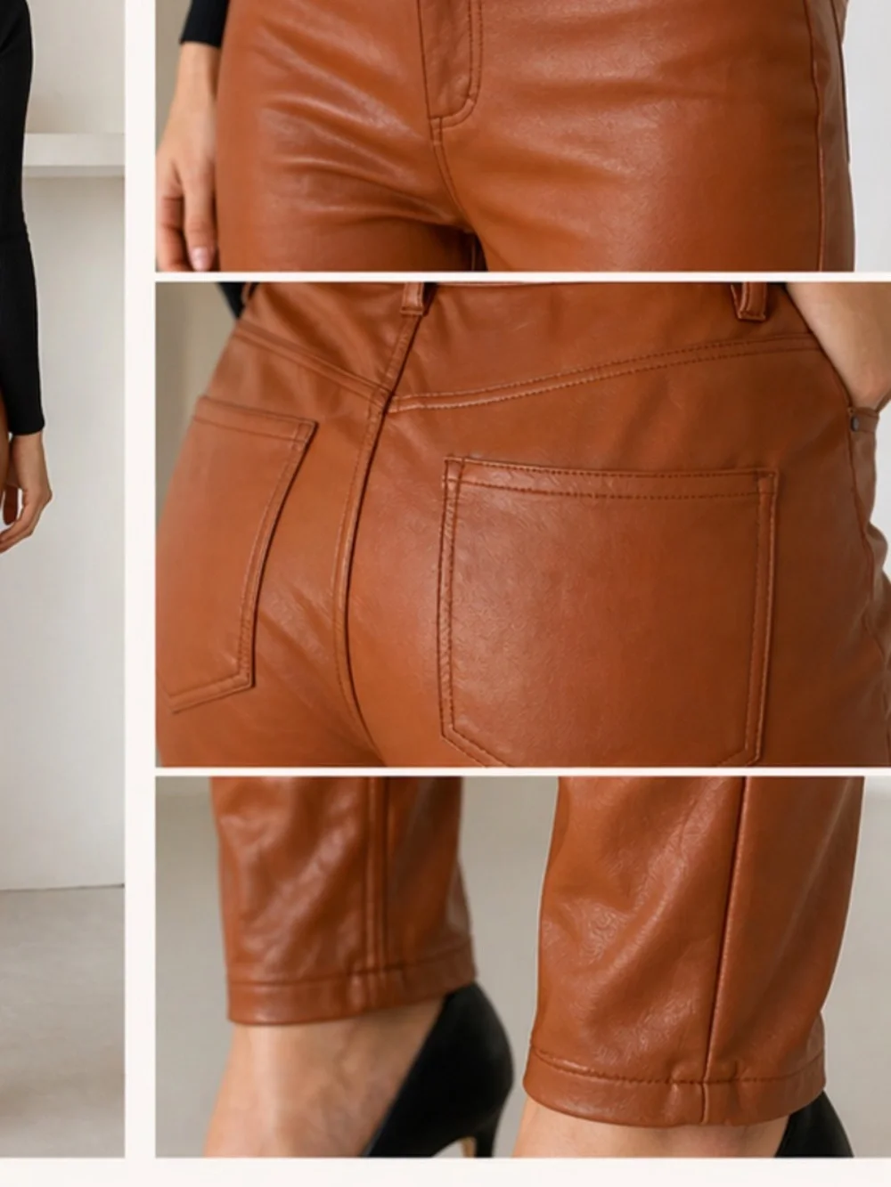 Calzedonia Brown Faux Leather Pants - Picture 3 of 5